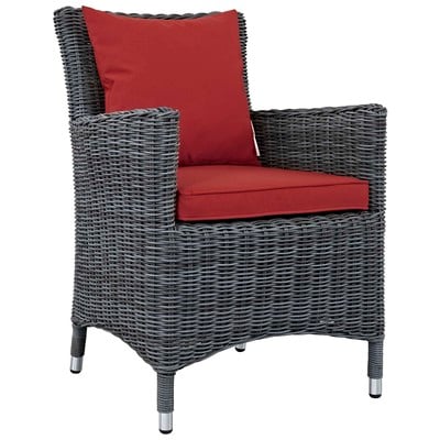 Modway Furniture Summon Dining Outdoor Patio Sunbrella® Armchair In Canvas Red EEI-1935-GRY-RED