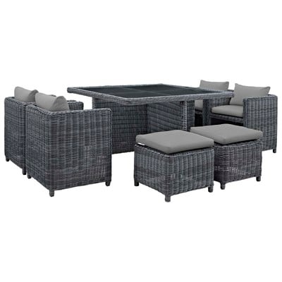 Modway Furniture Summon 9 Piece Outdoor Patio Sunbrella® Dining Set In Canvas Gray EEI-1947-GRY-GRY-SET