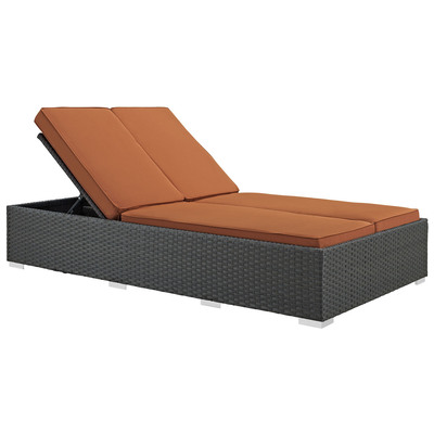 Modway Furniture EEI-1983-CHC-TUS Sojourn Outdoor Patio Sunbrella® Double Chaise In Chocolate Tuscan