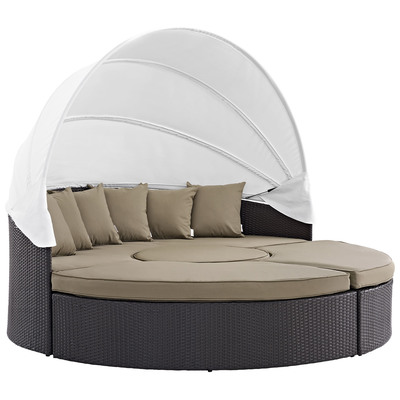 Modway Furniture EEI-2173-EXP-MOC-SET Convene Canopy Outdoor Patio 5 Daybed In Espresso Mocha