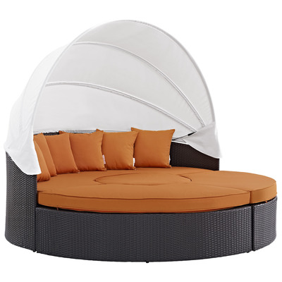 Modway Furniture EEI-2173-EXP-ORA-SET Convene Canopy Outdoor Patio 5 Daybed In Espresso Orange