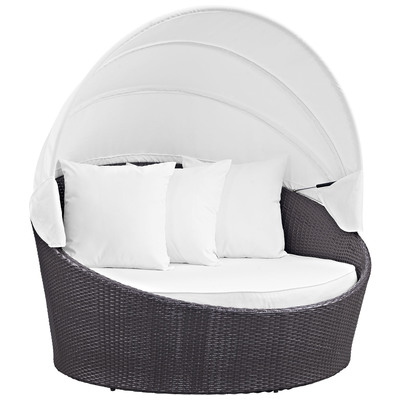 Modway Furniture EEI-2175-EXP-WHI Convene Canopy Outdoor Patio Daybed In Espresso White