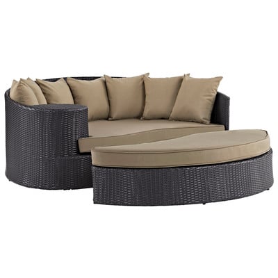 Modway Furniture Outdoor Beds, Aluminum Frame,Aluminum,Aluminum, Synthetic Weave,Espresso Mocha, Aluminum,Synthetic Rattan, Daybed, Complete Vanity Sets, Daybeds and Lounges, 889654045748, EEI-2176-EXP-MOC