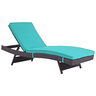 Modway Furniture EEI-2179-EXP-TRQ Convene Outdoor Patio Chaise In Espresso Turquoise