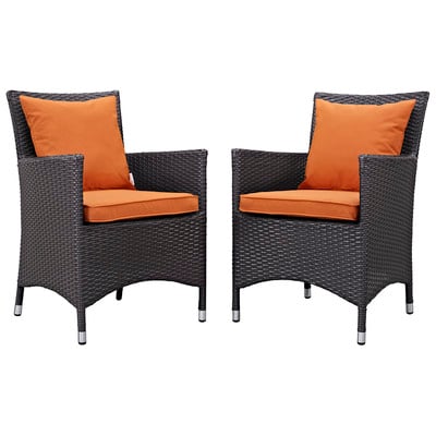 Modway Furniture EEI-2188-EXP-ORA-SET Convene 2 Piece Outdoor Patio Dining Set In Espresso Orange