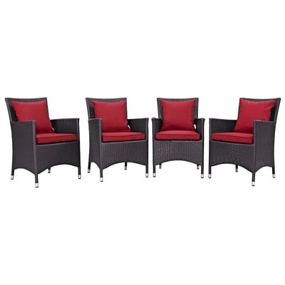 Modway Furniture EEI-2190-EXP-RED-SET Convene 4 Piece Outdoor Patio Dining Set In Espresso Red