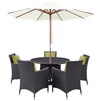 Modway Furniture EEI-2193-EXP-PER-SET Convene 7 Piece Outdoor Patio Dining Set In Espresso Peridot