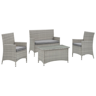 Modway Furniture Outdoor Seating Sets, Gray,Grey, Complete Vanity Sets, Sofa Sectionals, 889654093077, EEI-2212-LGR-GRY