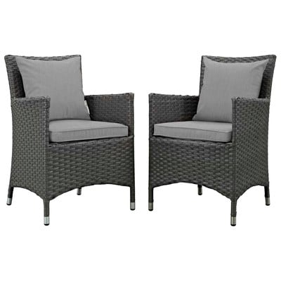Modway Furniture Sojourn 2 Piece Outdoor Patio Sunbrella® Dining Set In Canvas Gray EEI-2242-CHC-GRY-SET