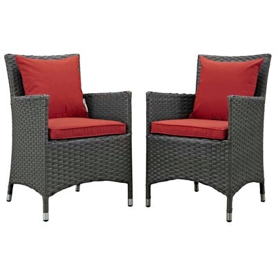 Modway Furniture Sojourn 2 Piece Outdoor Patio Sunbrella® Dining Set In Canvas Red EEI-2242-CHC-RED-SET