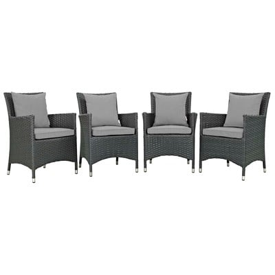 Modway Furniture Sojourn 4 Piece Outdoor Patio Sunbrella® Dining Set In Canvas Gray EEI-2243-CHC-GRY-SET