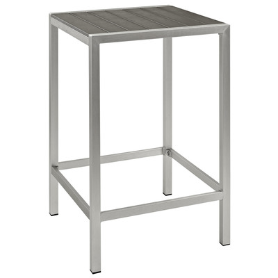 Modway Furniture EEI-2256-SLV-GRY Shore Outdoor Patio Aluminum Bar Table In Silver Gray