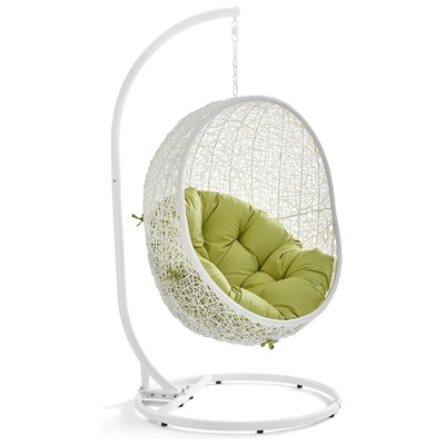 Modway Furniture Outdoor Chairs and Stools, White,snow, Peridot,Steel,White, Powder Coated, Rust Proof, Iron,Rattan,Steel, Hanging,Swing, Complete Vanity Sets, Daybeds and Lounges, 889654073918, EEI-2273-WHI-PER
