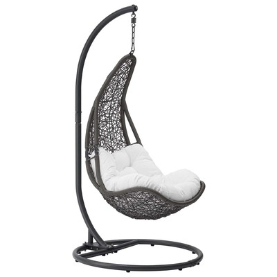 Modway Furniture EEI-2276-GRY-WHI-SET Abate Outdoor Patio Swing Chair With Stand In Gray White