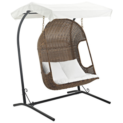 Modway Furniture EEI-2278-BRN-WHI-SET Vantage Outdoor Patio Swing Chair In Brown White