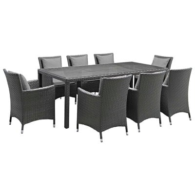 Modway Furniture Sojourn 9 Piece Outdoor Patio Sunbrella® Dining Set In Canvas Gray EEI-2309-CHC-GRY-SET