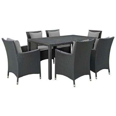 Modway Furniture Sojourn 7 Piece Outdoor Patio Sunbrella® Dining Set In Canvas Gray EEI-2312-CHC-GRY-SET