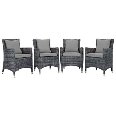 Modway Furniture Summon 4 Piece Outdoor Patio Sunbrella® Dining Set In Canvas Gray EEI-2314-GRY-GRY-SET