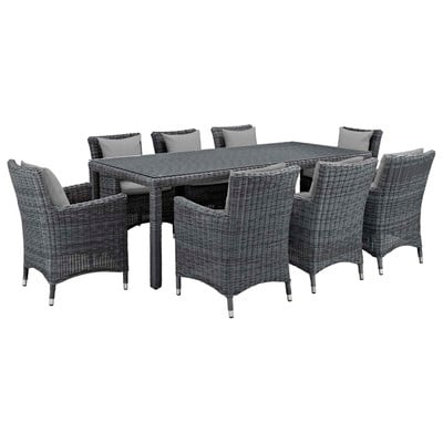 Modway Furniture Summon 9 Piece Outdoor Patio Sunbrella® Dining Set In Canvas Gray EEI-2331-GRY-GRY-SET