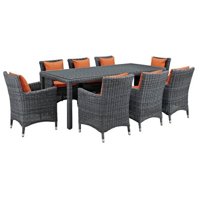 Modway Furniture EEI-2331-GRY-TUS-SET Summon 9 Piece Outdoor Patio Sunbrella® Dining Set In Canvas Tuscan