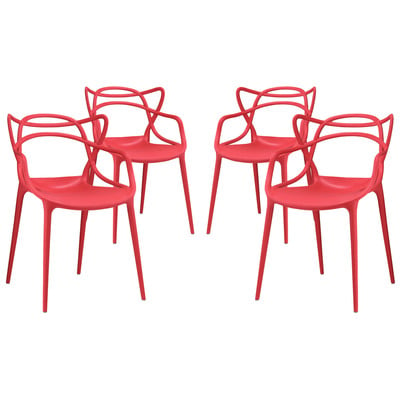 Modway Furniture EEI-2348-RED-SET Entangled Dining Set Set Of 4 In Red