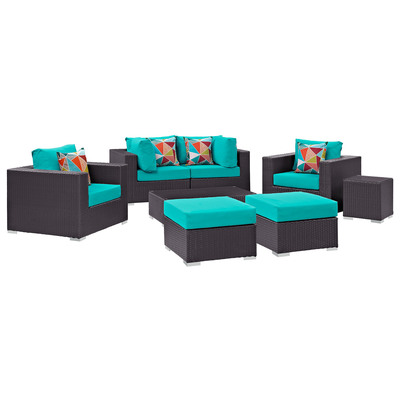 Modway Furniture Outdoor Sofas and Sectionals, Sectional,Sofa, Espresso, Sofa Sectionals, 889654071150, EEI-2371-EXP-TRQ-SET