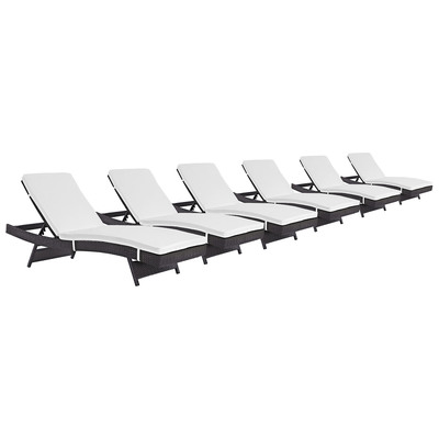 Modway Furniture EEI-2430-EXP-WHI-SET Convene Chaise Outdoor Patio Set Of 6 In Espresso White