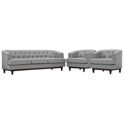 Modway Furniture EEI-2448-LGR-SET Coast Living Room Set Set Of 3 In Light Gray