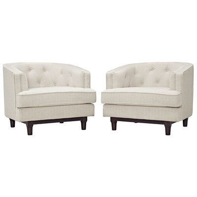 Modway Furniture EEI-2449-BEI-SET Coast Armchairs Set Of 2 In Beige