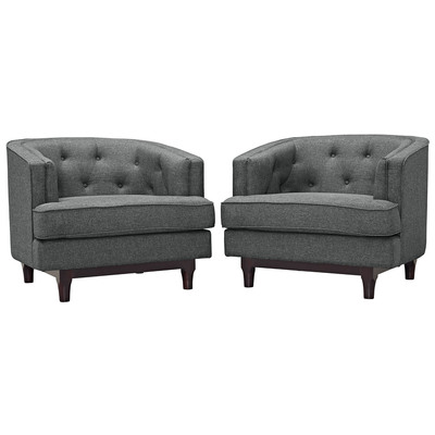Modway Furniture EEI-2449-GRY-SET Coast Armchairs Set Of 2 In Gray