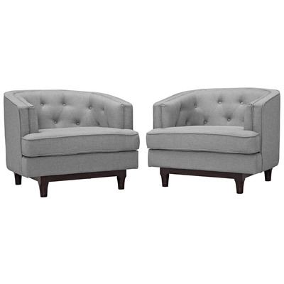 Modway Furniture Chairs, Gray,Grey, ArmChairs,Arm ChairLounge Chairs,Lounge, Complete Vanity Sets, Sofas and Armchairs, 889654083702, EEI-2449-LGR-SET