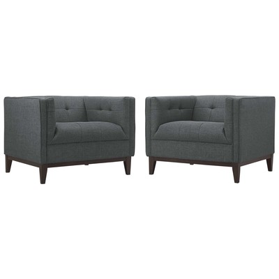 Modway Furniture Chairs, Gray,Grey, ArmChairs,Arm ChairLounge Chairs,Lounge, Complete Vanity Sets, Sofas and Armchairs, 889654090441, EEI-2455-GRY-SET
