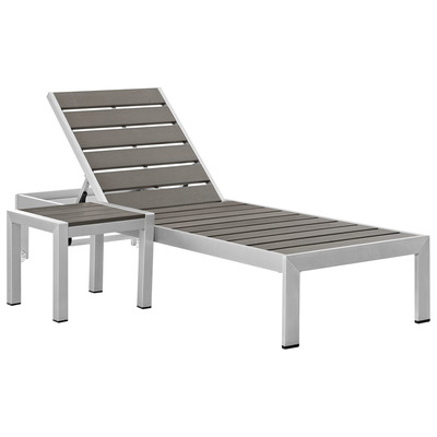 Modway Furniture EEI-2465-SLV-GRY-SET Shore 2 Piece Outdoor Patio Aluminum Set In Silver Gray