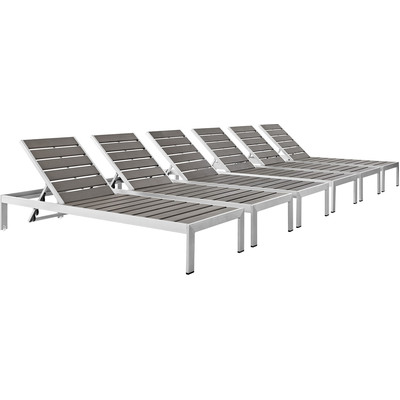 Modway Furniture Shore Outdoor Patio Aluminum Chaise Set of 6 by Modway, 889654090557, EEI-2469