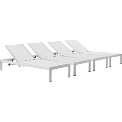 Modway Furniture Shore Outdoor Patio Aluminum Chaise Set of 4 by Modway, 889654090809, EEI-2473