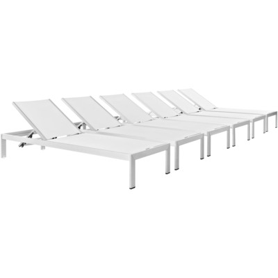 Modway Furniture Shore Outdoor Patio Aluminum Chaise Set of 6 by Modway, 889654090847, EEI-2474
