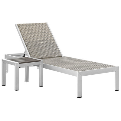 Modway Furniture EEI-2475-SLV-GRY-SET Shore 2 Piece Outdoor Patio Set In Silver Gray