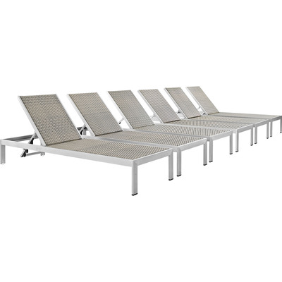 Modway Furniture Shore Outdoor Patio Aluminum Chaise Set of 6 by Modway, 889654090922, EEI-2479