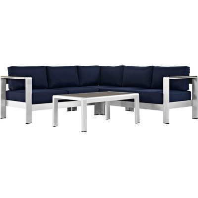 Modway Furniture Shore 4 Piece Outdoor Patio Aluminum Sectional Sofa Set by Modway, 889654091097, EEI-2559