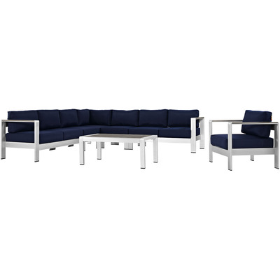 Modway Furniture Shore 7 Piece Outdoor Patio Aluminum Sectional Sofa Set by Modway, 889654091219, EEI-2562