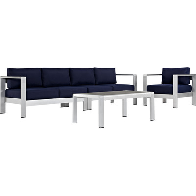 Modway Furniture Shore 4 Piece Outdoor Patio Aluminum Sectional Sofa Set by Modway, 889654091257, EEI-2563