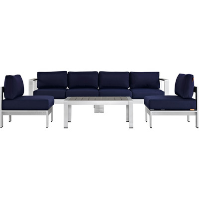 Modway Furniture Shore 5 Piece Outdoor Patio Aluminum Sectional Sofa Set by Modway, 889654091295, EEI-2564