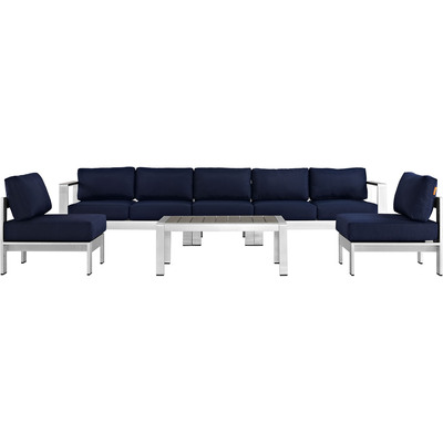 Modway Furniture Shore 6 Piece Outdoor Patio Aluminum Sectional Sofa Set by Modway, 889654091332, EEI-2565