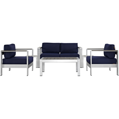 Modway Furniture Shore 6 Piece Outdoor Patio Aluminum Sectional Sofa Set by Modway, 889654091455, EEI-2568