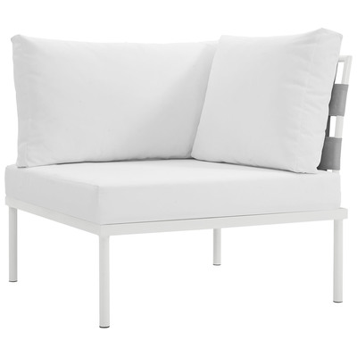 Modway Furniture EEI-2601-WHI-WHI Harmony Outdoor Patio Aluminum Corner Sofa In White White