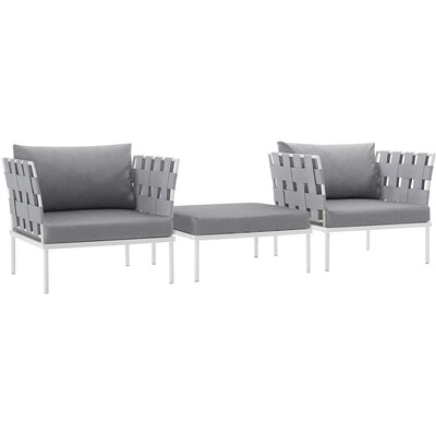 Modway Furniture Harmony 3 Piece Outdoor Patio Aluminum Sectional Sofa Set by Modway, 889654098836, EEI-2618
