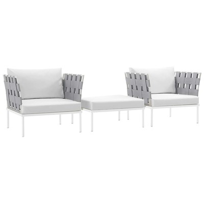 Modway Furniture EEI-2618-WHI-WHI-SET Harmony 3 Piece Outdoor Patio Aluminum Set In White White