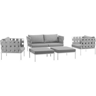 Modway Furniture Harmony 5 Piece Outdoor Patio Aluminum Sectional Sofa Set by Modway, 889654098959, EEI-2621