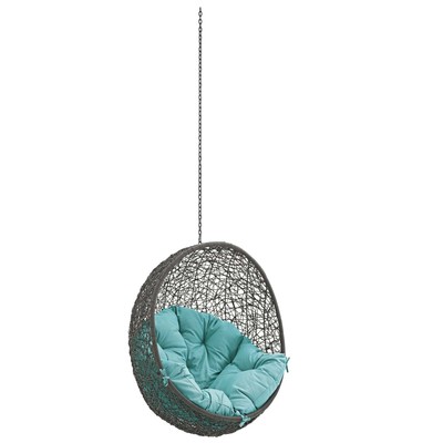 Modway Furniture EEI-2654-GRY-TRQ Hide Outdoor Patio Swing Chair Without Stand In Gray Turquoise