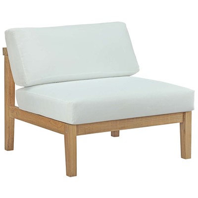 Modway Furniture EEI-2697-NAT-WHI Bayport Outdoor Patio Teak Armless In Natural White